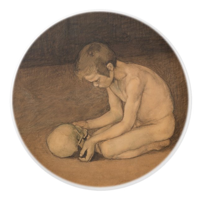 Pojke med dödskalle (av Magnus Enckell) Knopp (Framsidan)