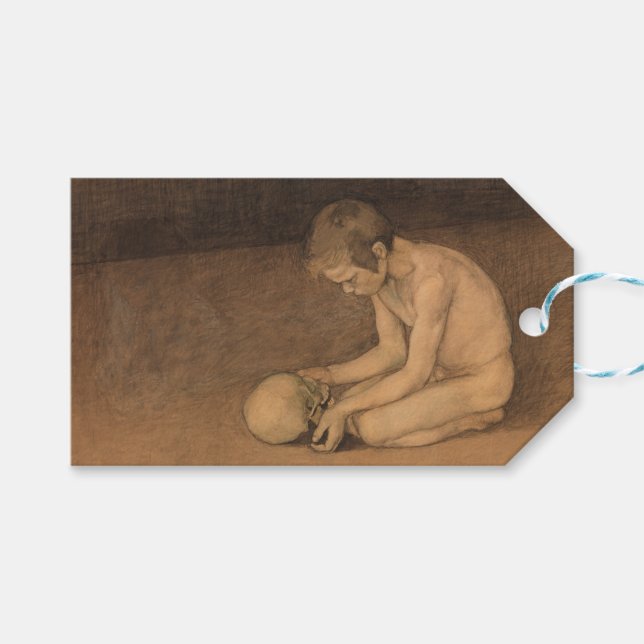 Pojke med dödskalle (av Magnus Enckell) Presentetikett (Framsidan (Horisontell))