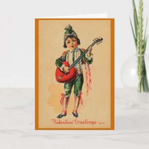 Pojke med en kärlekgitarr helgkort