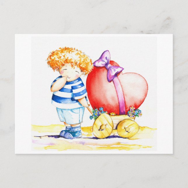 Pojke med hjärta vykort (Framsida)