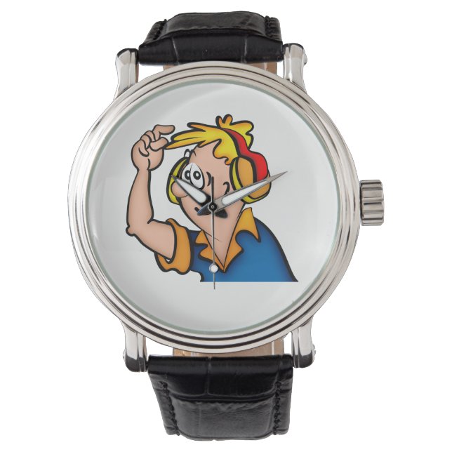 Pojke med hörlur armbandsur (Framsida)