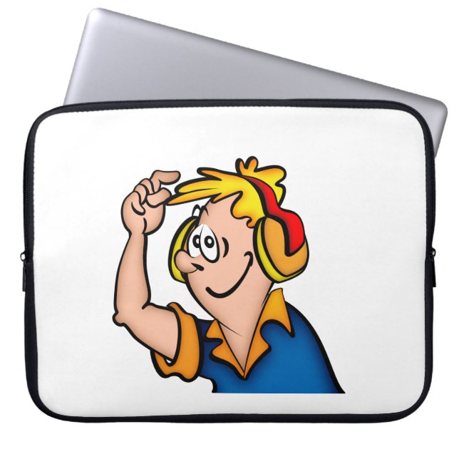 Pojke med hörlur laptop fodral (Framsidan)