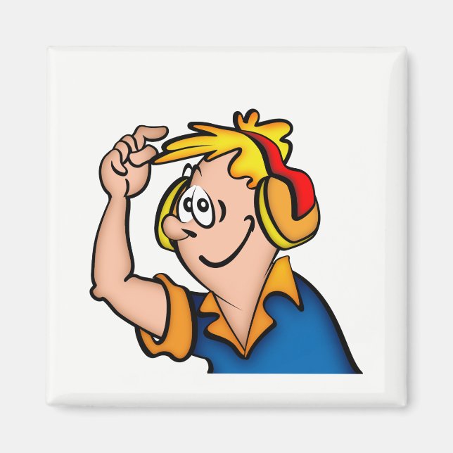 Pojke med hörlur magnet (Framsidan)