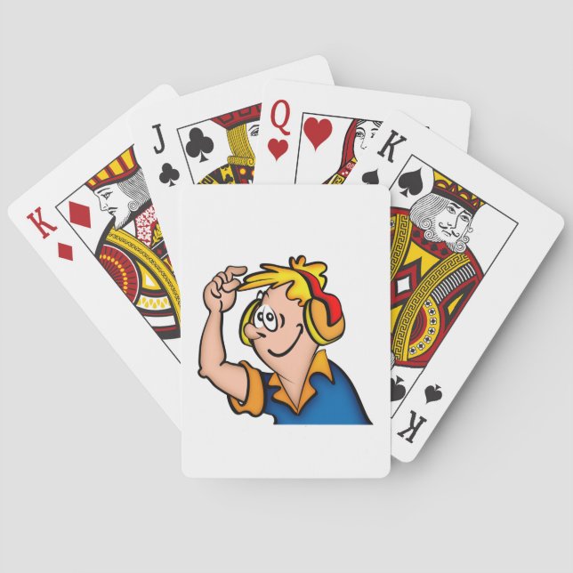 Pojke med hörlur spel kort (Baksidan)