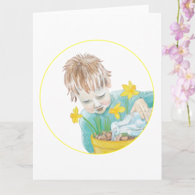 Pojke med narcissus   kort (Orkide)