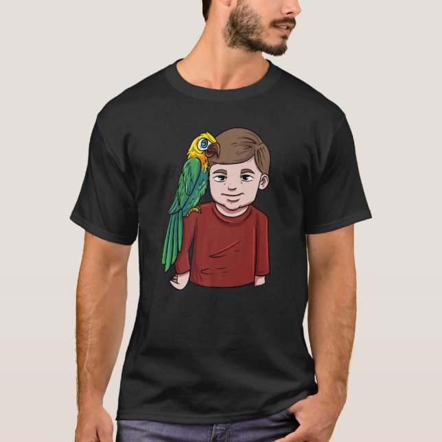 Pojke med papegoja Ara-fågel T Shirt (Framsida)