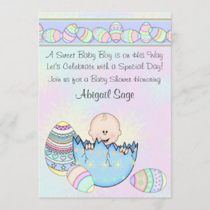 Pojke med Påskägg Baby Shower-inbjudan Inbjudningar