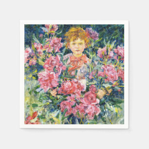 Pojke med röda pionblommor (av Robert Reid) Pappersservett