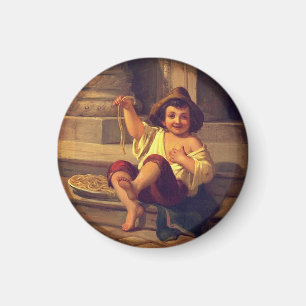 Pojke med Spaghetti av Julius Moser (c. 1808) Magnet