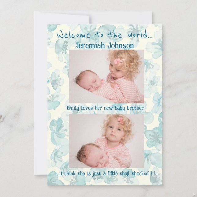 Pojke med Syskon nya ankomst Meddelande (Framsida)