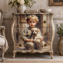 Pojke med valp decoupage