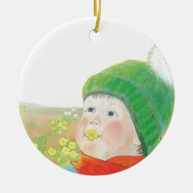 Pojke med vilda vivor  julgransprydnad keramik (Framsidan)