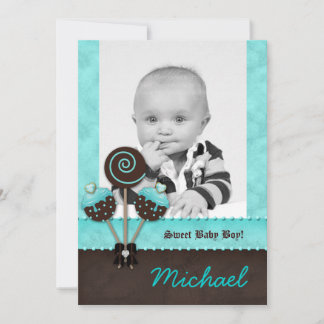 Pojke meddelande Inbjudan Cake Pops Blue V