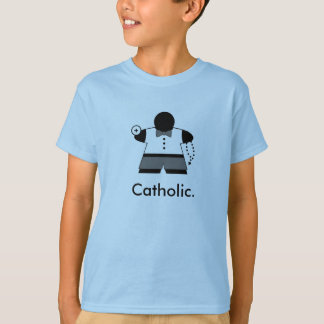 Pojke Meeple t för nattvardsgång för katolik T-shirt