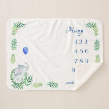Pojke Milestone Sherpa Blanket månatligen varje ve