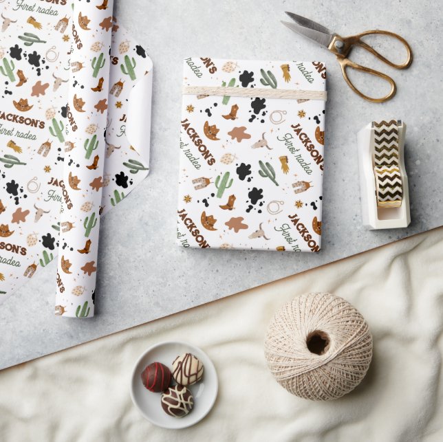 Pojke Min första Rodeo Cowboy 1:a födelsedagen Presentpapper (Hantverk)