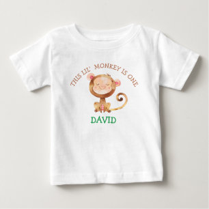 Pojke Monkey First Birthday Little Monkey T Shirt