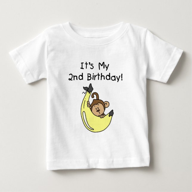 Pojke Monkey på Banana 2:a födelsedagen T-shirt (Framsida)
