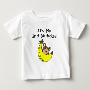 Pojke Monkey på Banana 2:a födelsedagen Tee Shirt
