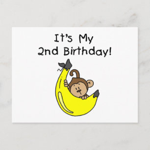 Pojke Monkey på Banana 2:a födelsedagen Vykort