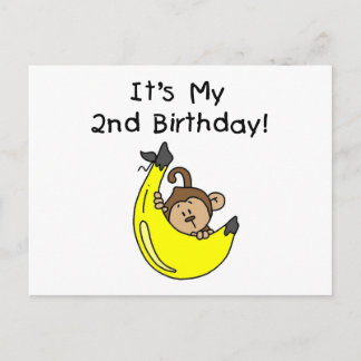 Pojke Monkey på Banana 2:a födelsedagen Vykort