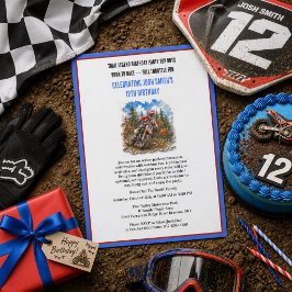 Pojke Motocross Dirt Bike 12-årsdag Inbjudningar