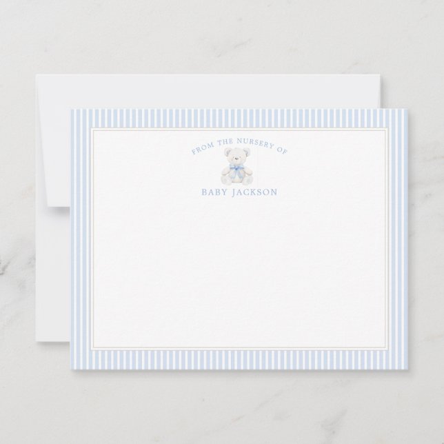 Pojke Nalle Baby Shower Tack du Cards Anteckningskort (Framsida)