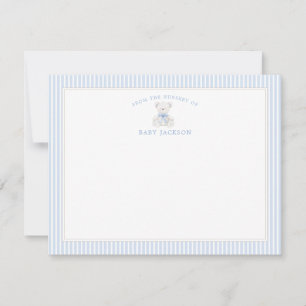 Pojke Nalle Baby Shower Tack du Cards Anteckningskort