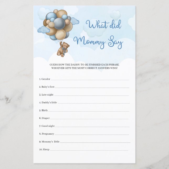 Pojke Nalle blue ballonger Vad sa Mamma? (Framsida)