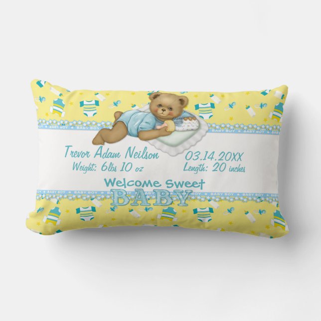 Pojke Nalle Pillow 2 Lumbarkudde (Framsida)