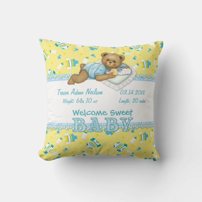 Pojke Nalle Pillow Kudde (Framsida)