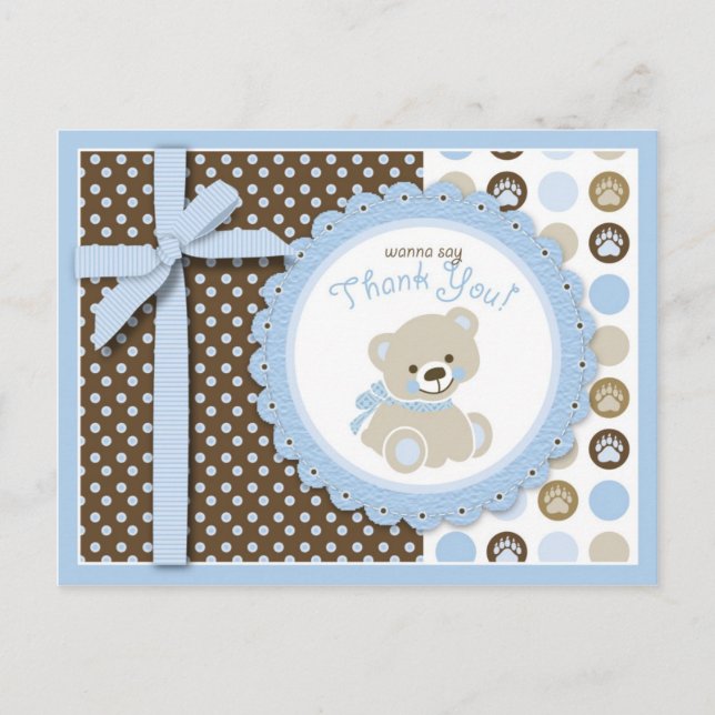 Pojke Nalle Tack Postcard Vykort (Framsida)