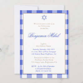 Pojke Naming Ceremony Hebrew Jewish Blue Inbjudningar
