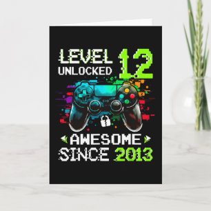 Pojke Nivå 12 Upplåst TV-Spel 12-årsdag Kort