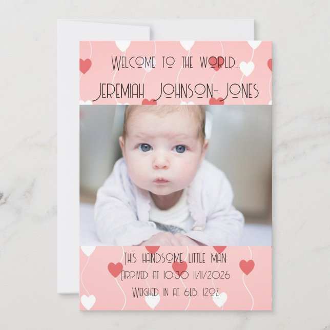 Pojke Nya ankomst Meddelande (Framsida)