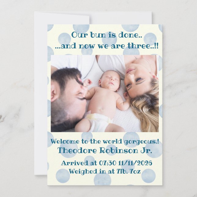 Pojke Nya ankomst Meddelande (Framsida)