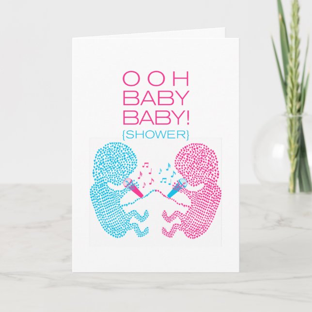 Pojke och flicka för twillingarbaby showerinbjudan inbjudan (Framsida)