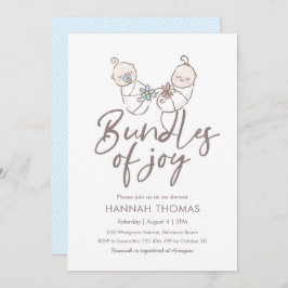Pojke och flicka för twillingarbaby showerinbjudan inbjudningar