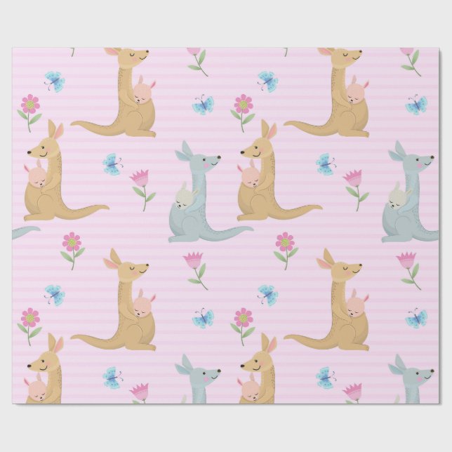 Pojke och flicka känguru baby presentpapper (Platt)