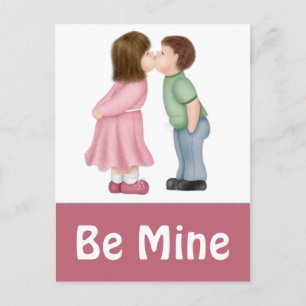 Pojke och flicka som vill vara Mine Valentine-vyko Helg Vykort