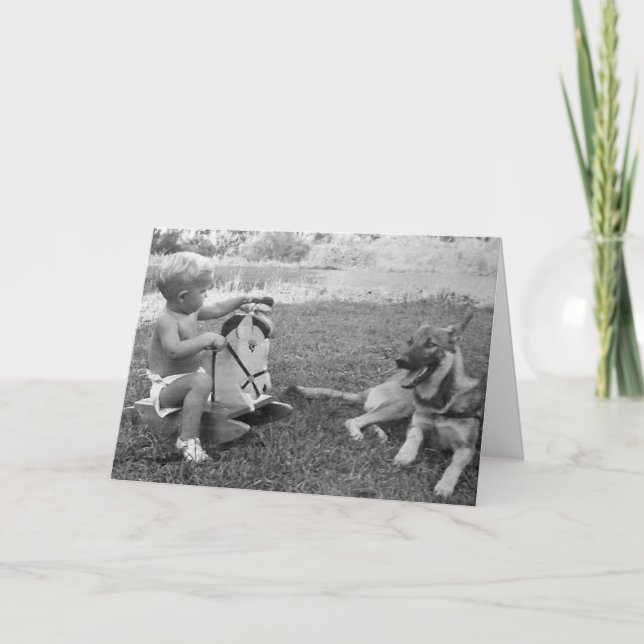  Pojke och hans hund gratulationskort Kort (Framsida)