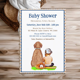 Pojke och Hund Baseball Theta Baby Shower Inbjudningar