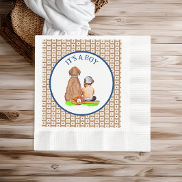Pojke och Hund Baseball Theta Baby Shower Pappersservett