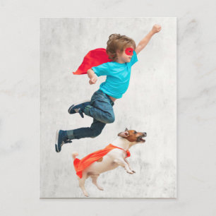 Pojke och Hund Superheroes Vykort