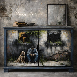 Pojke och hund Tyst urban förfall Dyster decoupage