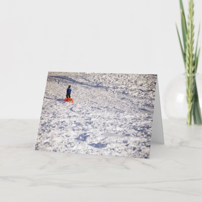 Pojke och Sled Helgkort (Framsida)