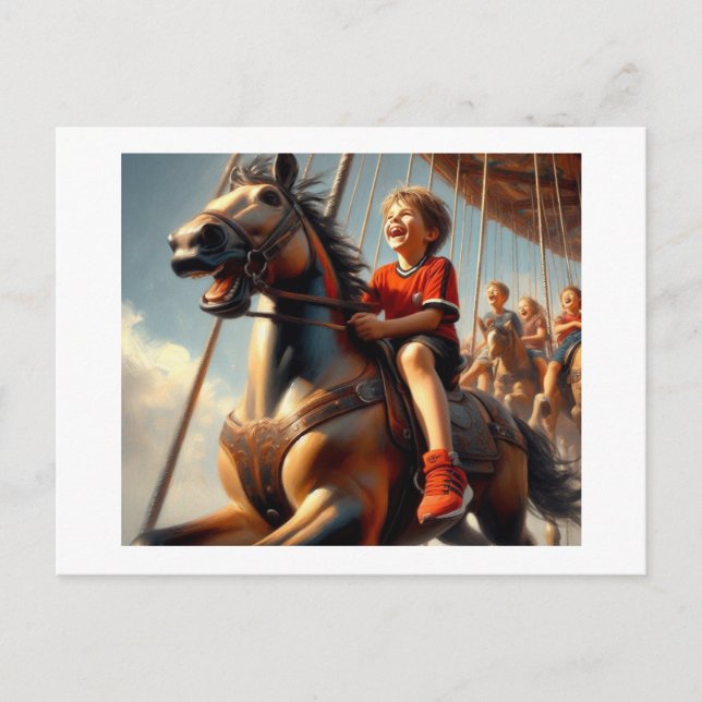 Pojke på Carousel.. Vykort (Framsida)