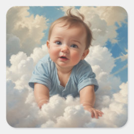 Pojke på Cloud Fyrkantigt Klistermärke