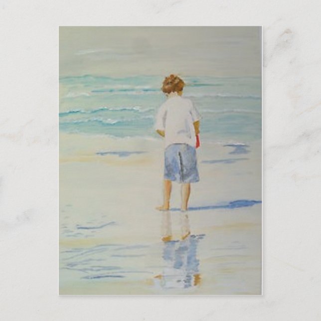 pojke på strand vykort (Framsida)