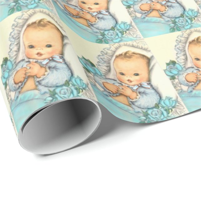 pojke papper för BABY SHOWERgåvasjal Presentpapper (Rullad Hörn)